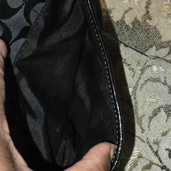 Coach Purse Black Signature Canvas Crossbody Bag Leather Trim Silver Tone Accent - Picture 4 of 11